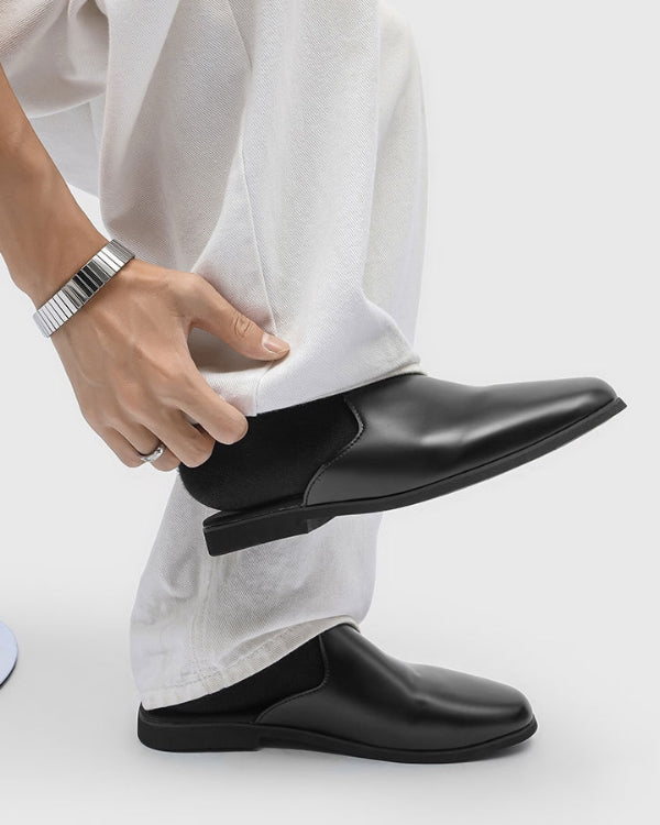 Leather Slip Slide Mules Loafers